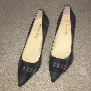 Grey/Black Plaid Heels - size 9